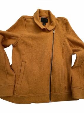 Tahari wool blend moto jacket features an asymmetric zip closure-Size Large